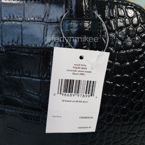 KATE SPADE NEW Women's Handbag Purse Small Felix Riverside St Exotic Black NWT - Picture 5 of 8